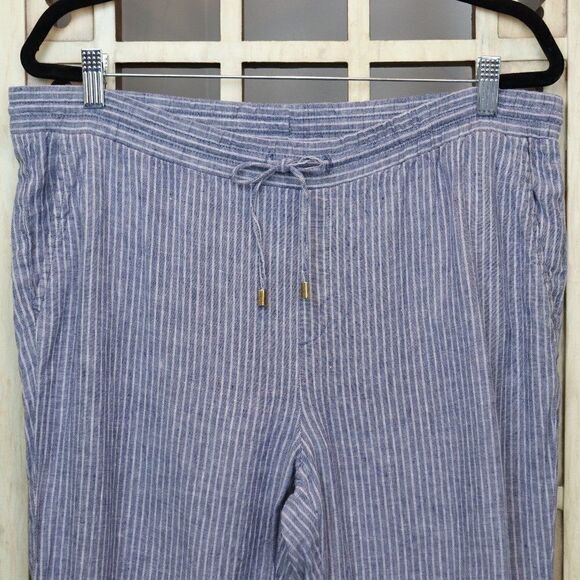 Ellen Tracy 100% Linen Stripe Pants M - Picture 3 of 9